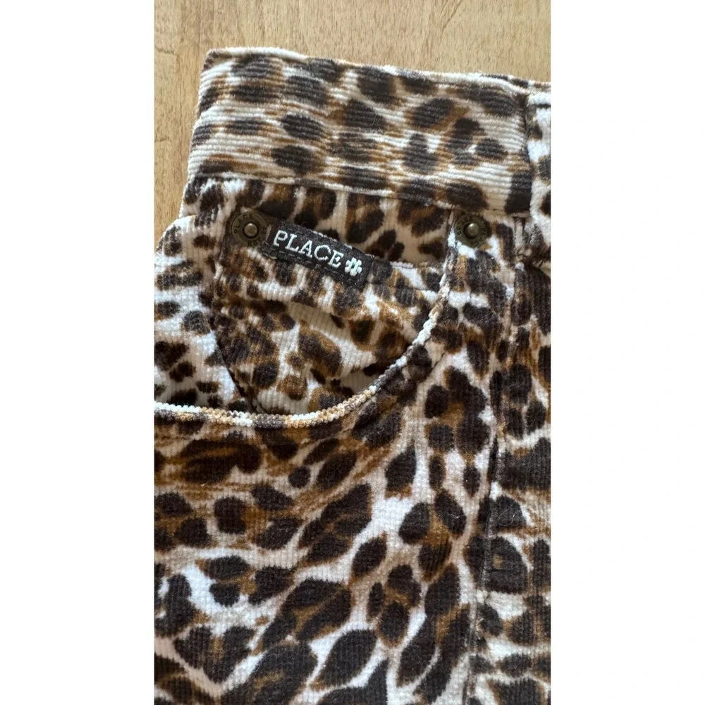 The Childrens Place Kids Girls Leopard Print Corduroy A-Line Skirt Brown Size 10